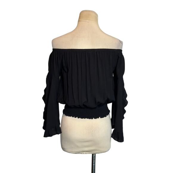 Living Doll black off shoulder boho top size Small - Picture 2 of 14